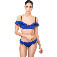 Bonesta Swimwear Volanlı Saks Tüllü Bikini Takımı