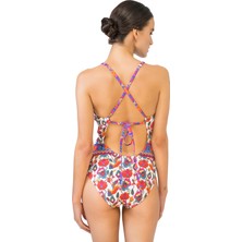 Bonesta Swimwear Karanfil Desenli V Yaka Mayo