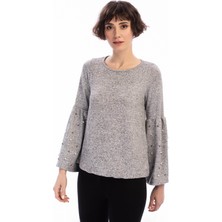 Miss Lusi 8490985 Yumoş Kolu Geniş Volanlı İncili Bluz