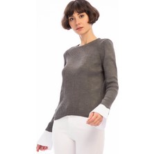 Miss Lusi 8506003 İnce Fitilli Kaşkorse Manşeti Garnili Uzun Kol Bluz