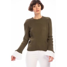 Miss Lusi 8506003 İnce Fitilli Kaşkorse Manşeti Garnili Uzun Kol Bluz