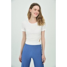 Miss Lusi 9092910 Kaşkorse Yanları Açık Kısa Kol Bluz EKRU