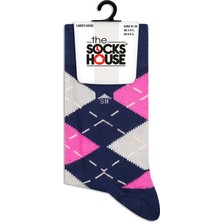 The Socks House Bambu Pembe Ekose Desenli Çorap