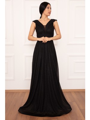 Kalopya Ruby 13280 Simli Tül Uzun Elbise