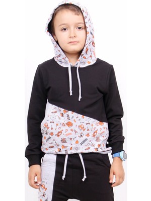 Toontoy Erkek Çocuk Kapüşonlu School Baskılı Sweathirt