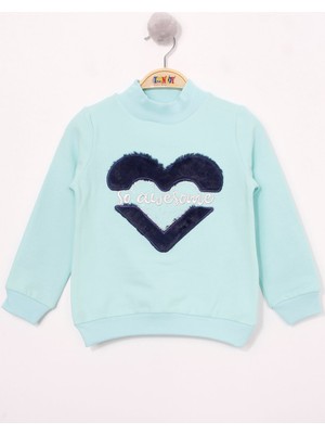 Toontoy Kız Çocuk Peluş Detaylı Kalp Nakışlı Sweatshirt