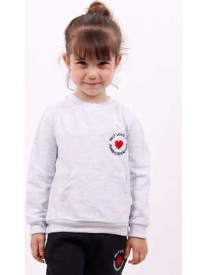 Toontoy Kız Çocuk Göğsü Kalp Nakışlı Sweatshirt