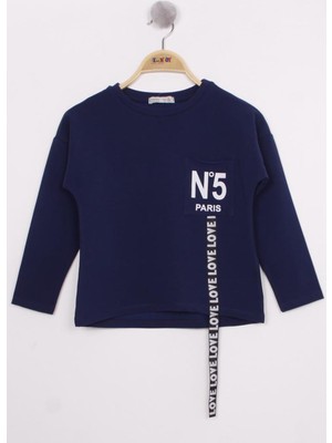 Toontoy Kız Çocuk Cep Üstü Baskılı Sweatshirt