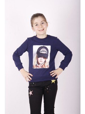 Toontoy Kız Çocuk Şapkası 3D Baskılı Sweatshirt