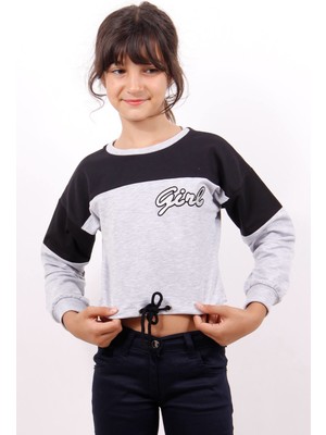 Toontoy Kız Çocuk Varaklı Girl Baskılı Sweatshirt