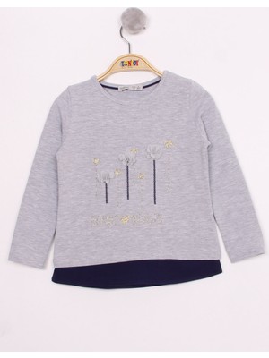 Toontoy Kız Çocuk Çiçek Aksesuarlı T-Shirt