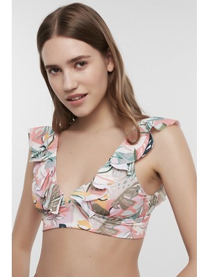 Penti Çok Renkli Soft Floral Deep Frill Bikini Üstü