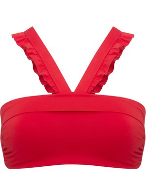 Penti Kırmızı Ruffled Bandeau Bikini Üstü