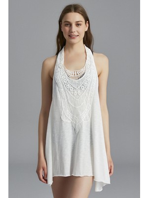 Penti Kırık Beyaz Crochet Tunik