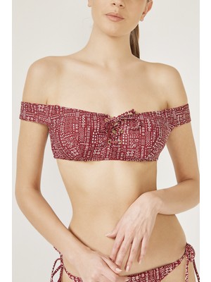 Penti Baskılı Check Straplez Bikini Üstü