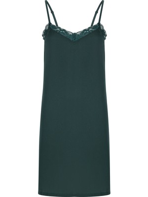 Penti Koyu Yeşil Deep Green Satin Elbise