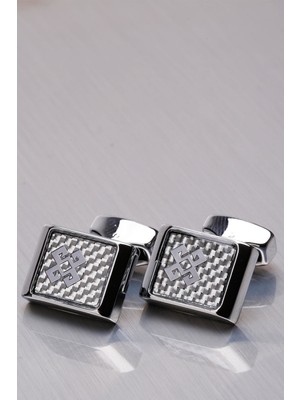 Kravatkolik Gümüş Renk Dikdörtgen Kol Düğmesi KD1041