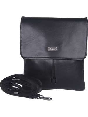 Arpelle Çapraz Askılı Hakiki Deri Erkek Çanta Siyah 2233