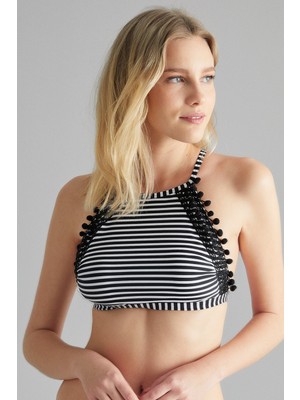 Penti Siyah Çizgili Helen Halter Bikini Üstü