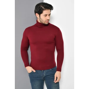 Tena Moda Erkek Bordo Tam Balıkçı Yaka Basic Triko Kazak