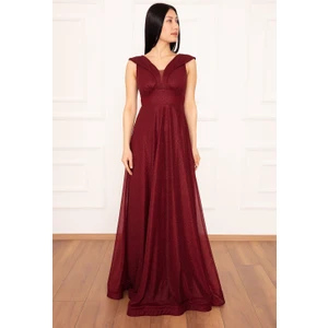 Ruby 13280 Simli Tül Uzun Elbise
