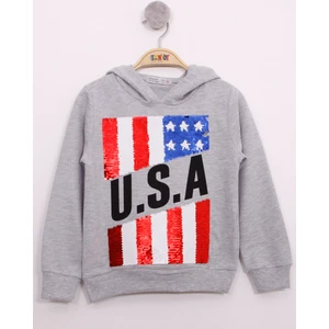 Erkek Çocuk Pullu U.S.A Bayraklı Nakışlı Sweatshirt