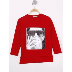 Kız Çocuk Gözlüklü Kız Baskılı Sweatshirt