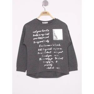 Kız Çocuk Varaklı Cep Baskılı T-Shirt