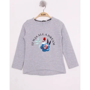 Kız Çocuk Pullu Güllü Nakışlı T-Shirt