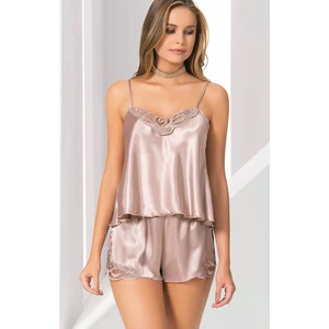 Işlemeli Ip Askılı Kadın Şortlu Pijama Takımı 0025