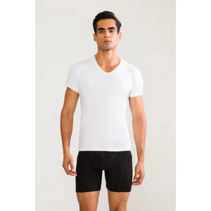 D'S Damat 0350 Bisiklet Yaka Rahat Düz Beyaz Erkek T-Shirt