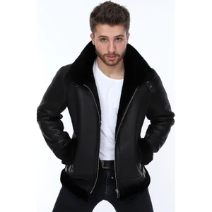 Deri Navas Yakası Kürklü Erkek Deri Ceket