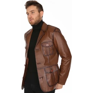 Deri Erkek Casual Dört Cepli Ceket