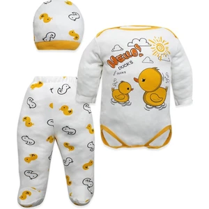Merhaba Ördek Yazılı 3 Lü Bebek Takımı K3052