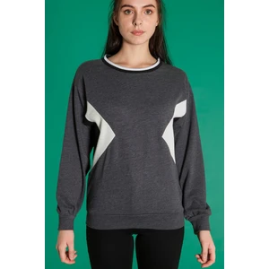 Yolanda - Yuvarlak Yaka Antrasit Sweatshirt M