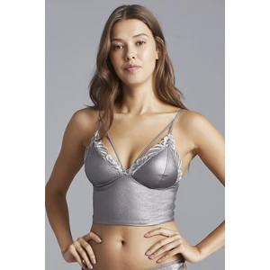 Parlak Gri Luna Leather Bralet