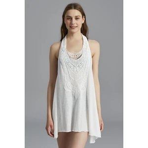 Kırık Beyaz Crochet Tunik