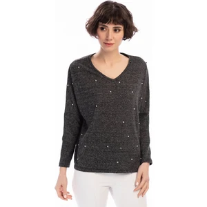 Miss Lusi 8490930 Yumoş V Yaka Önü İncili Bluz