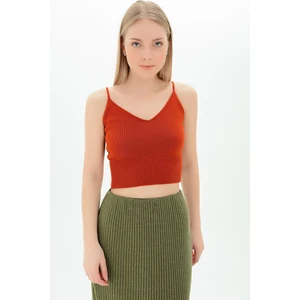 Miss Lusi 9116167 Triko Askılı Düz Bluz KIREMIT