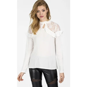 Miss Lusi 9059329 Şile Bezi Omuzları Dantelli Tül Fırfırlı Bluz