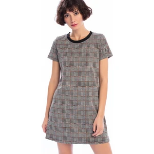 Miss Lusi 8402772 Jakarlı Ekose Desenli Sırtı Fermuarlı Elbise Ekose  M