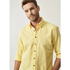 Altınyıldız Classics Erkek Sarı Düğmeli Yaka Tailored Slim Fit Oxford Gömlek