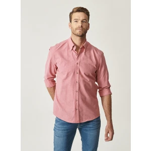 Altınyıldız Classics Erkek Kırmızı Düğmeli Yaka Tailored Slim Fit Oxford Gömlek