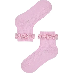 Pembe Kız Çocuk Dantel Soket Çorap