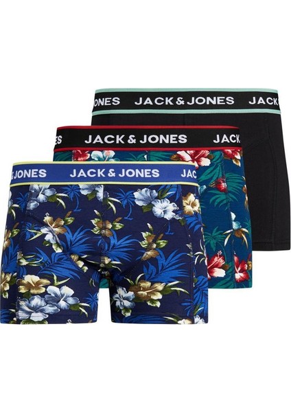 Jack & Jones Jacflower Trunks 3 Pack Noos Erkek Siyah Boxer 12171253-Black