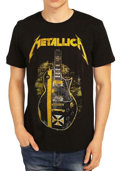 - Metallica Gitar Siyah Erkek T-Shirt Tişört Xxl Erkek