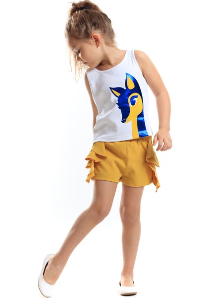 Ceylan Kız Çocuk T-shirt Dokuma Şort Takım