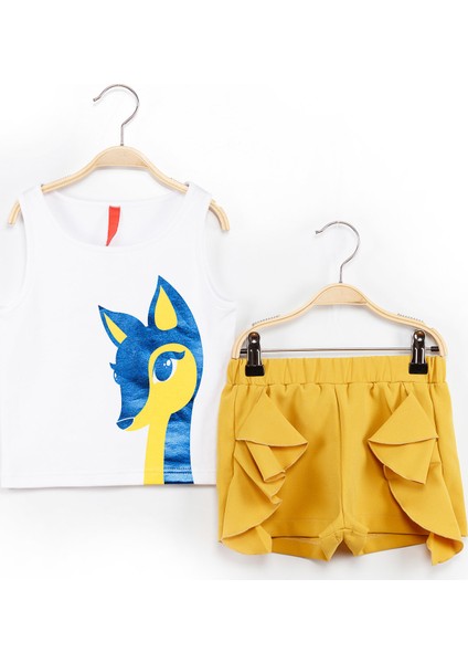 Ceylan Kız Çocuk T-shirt Dokuma Şort Takım