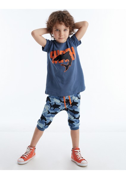 Shark Camo Erkek Çocuk T-shirt Kapri Şort Takım