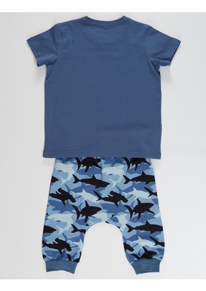 Shark Camo Erkek Çocuk T-shirt Kapri Şort Takım